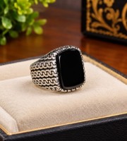 Black Aqeeq Ring - coad -222